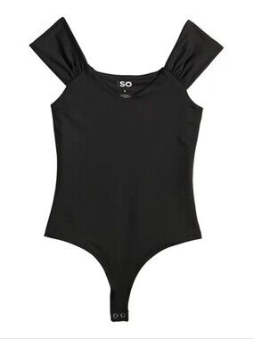 Juniors' SO® Cap Sleeve Contour Bodysuit.